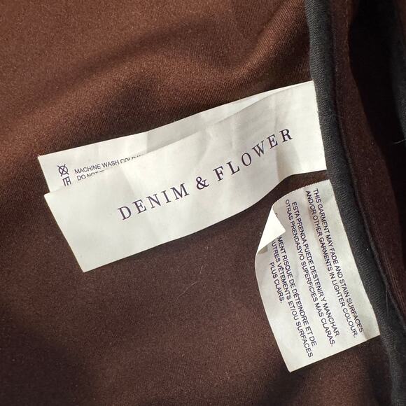 Denim & Flower Small Faux Suede Jacket Full-Zip Pocket Stretch Ricky Singh Brown - Picture 8 of 13